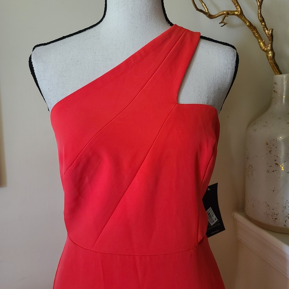 🔥Aidan Mattox Neon Coral Cut-Out Maxi Dress - Picture 5 of 15